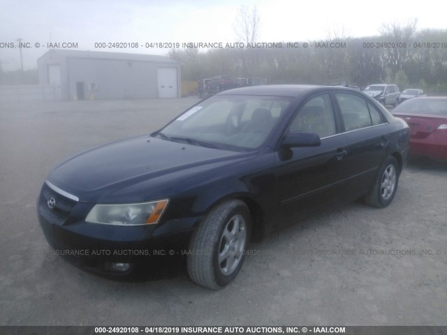 5NPEU46F06H134208 - 2006 HYUNDAI SONATA GLS/LX BLUE photo 2