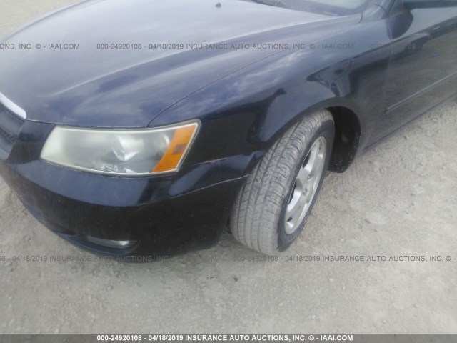 5NPEU46F06H134208 - 2006 HYUNDAI SONATA GLS/LX BLUE photo 6