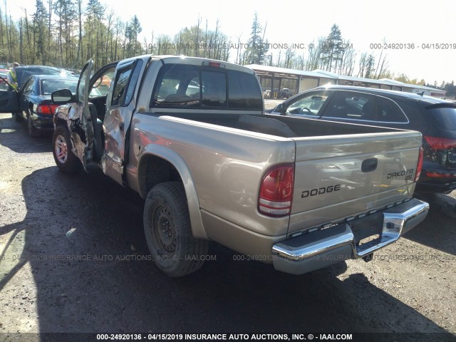 1D7HL48N33S367183 - 2003 DODGE DAKOTA QUAD SLT GOLD photo 3