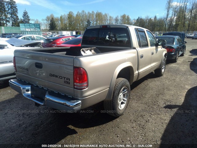 1D7HL48N33S367183 - 2003 DODGE DAKOTA QUAD SLT GOLD photo 4