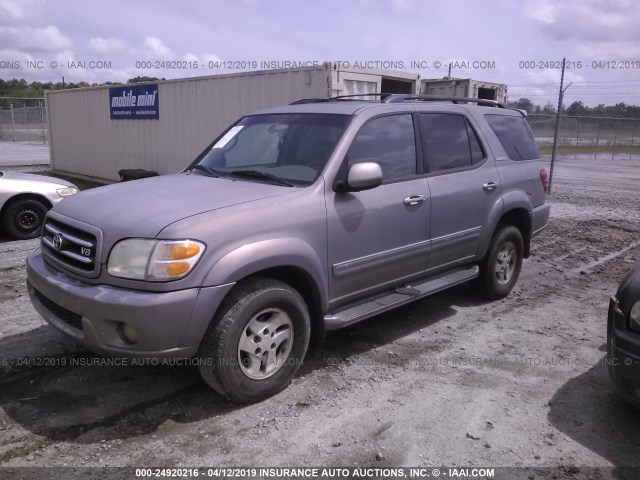 5TDZT38A01S034192 - 2001 TOYOTA SEQUOIA LIMITED GRAY photo 2