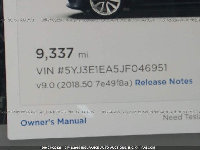 5YJ3E1EA5JF046951 - 2018 TESLA MODEL 3 GRAY photo 7