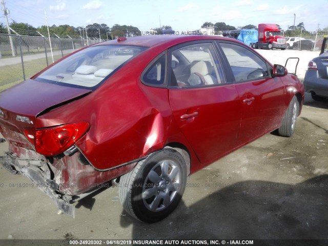 KMHDU46DX9U643609 - 2009 HYUNDAI ELANTRA GLS/SE RED photo 4