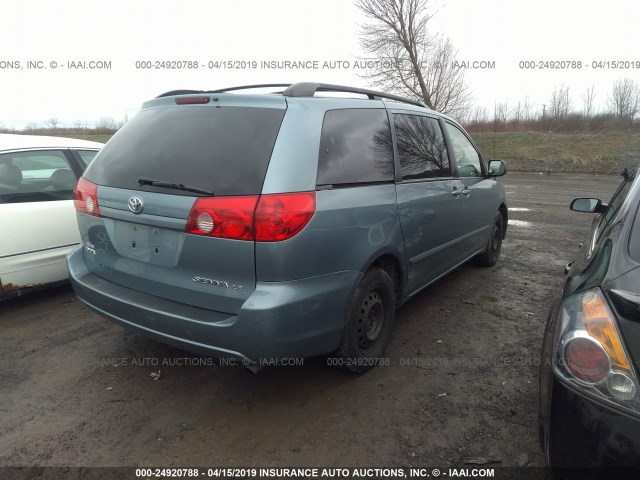 5TDZK23C58S157535 - 2008 TOYOTA SIENNA CE/LE BLUE photo 4