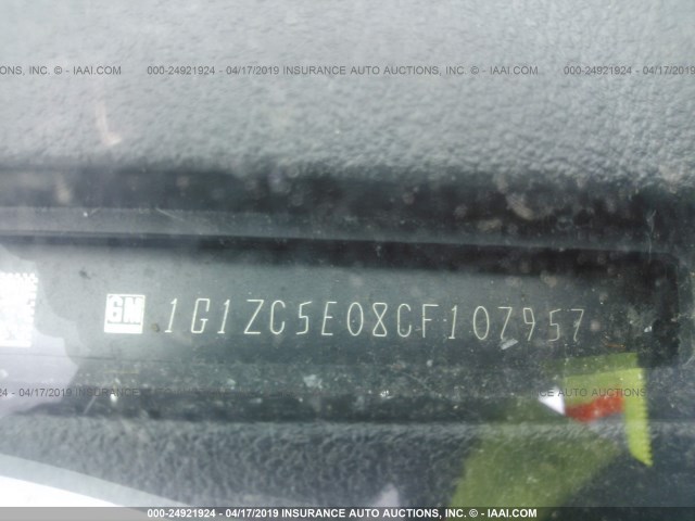 1G1ZC5E08CF107957 - 2012 CHEVROLET MALIBU 1LT 黑色 照片 9