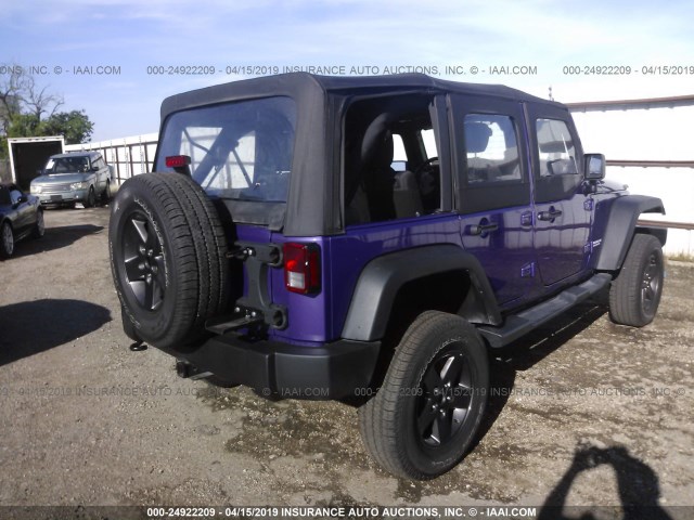 1C4BJWDG6JL830028 - 2018 JEEP WRANGLER UNLIMITE SPORT PURPLE photo 4