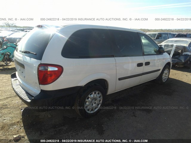 1D4GP23R05B257125 - 2005 DODGE GRAND CARAVAN C/V WHITE photo 4