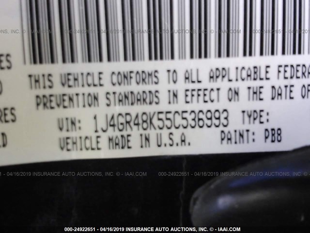 1J4GR48K55C536993 - 2005 JEEP GRAND CHEROKEE LAREDO/COLUMBIA/FREEDOM 蓝色 照片 9