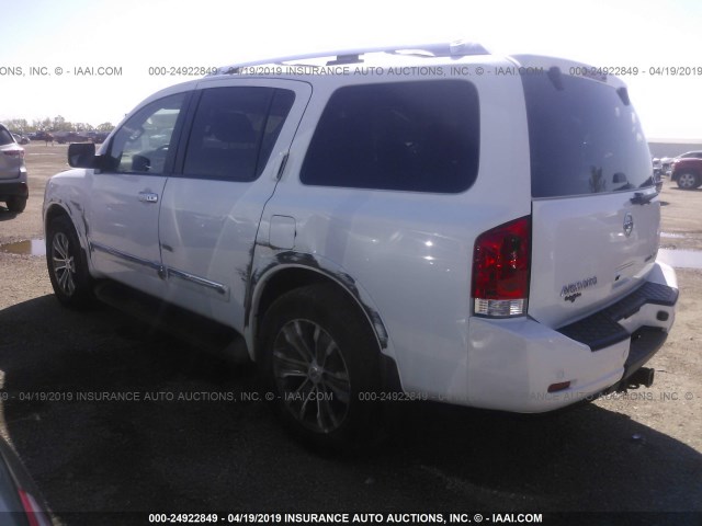 5N1BA0ND0FN618394 - 2015 NISSAN ARMADA SV/SL/PLATINUM WHITE photo 3