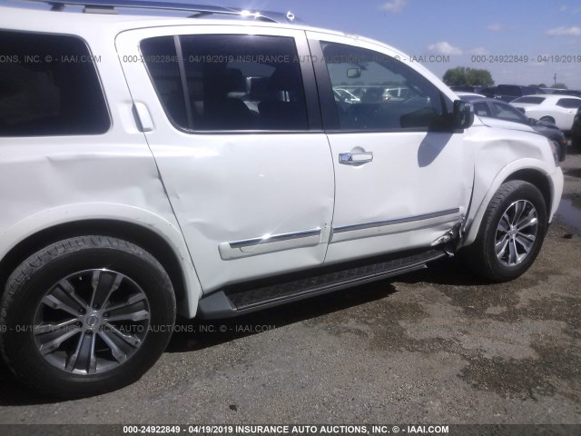 5N1BA0ND0FN618394 - 2015 NISSAN ARMADA SV/SL/PLATINUM WHITE photo 6