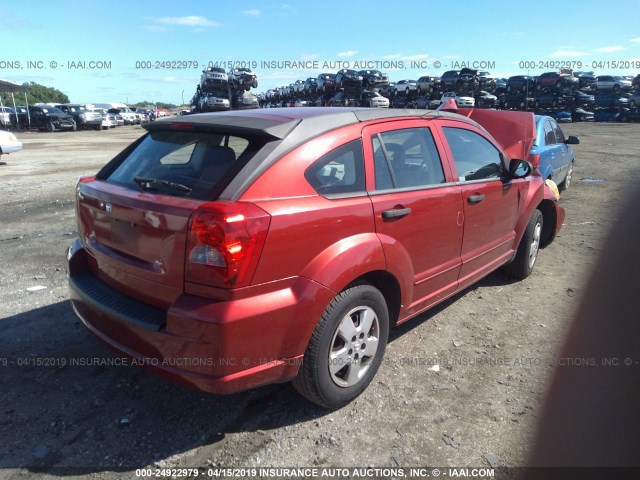 1B3HB28B97D183286 - 2007 DODGE CALIBER RED photo 4