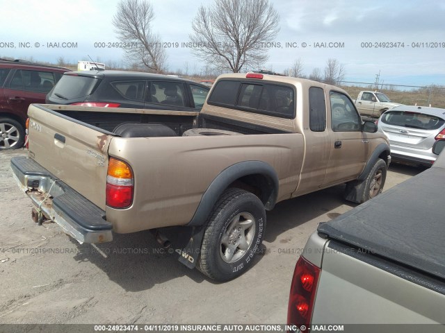 5TEWM72NX2Z882409 - 2002 TOYOTA TACOMA XTRACAB TAN photo 4