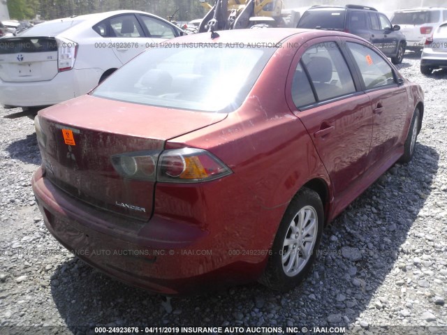 JA32U2FUXAU018632 - 2010 MITSUBISHI LANCER ES/ES SPORT RED photo 4