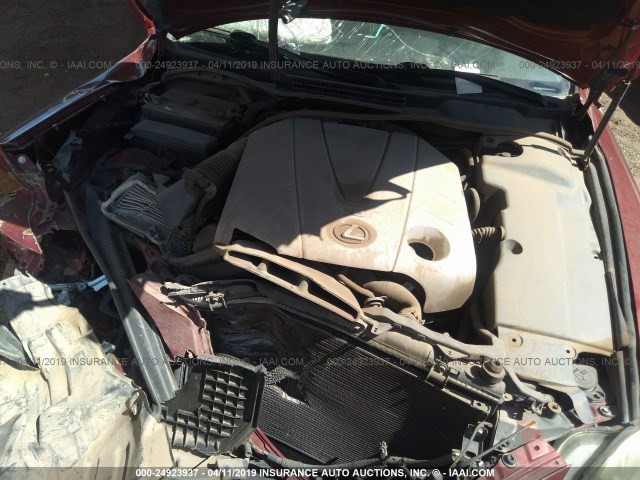 JTHBE262865008730 - 2006 LEXUS IS 350 RED photo 10