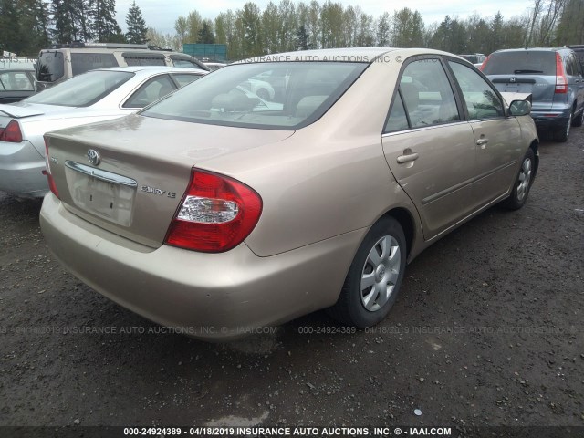 4T1BE32K52U042066 - 2002 TOYOTA CAMRY LE/XLE/SE GOLD photo 4