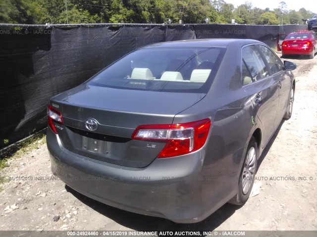 4T4BF1FK2DR287184 - 2013 TOYOTA CAMRY L/SE/LE/XLE GRAY photo 4