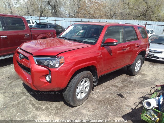 JTEBU5JR8J5582260 - 2018 TOYOTA 4RUNNER SR5 PREM/LTDL/TRAIL/TRD RED photo 2