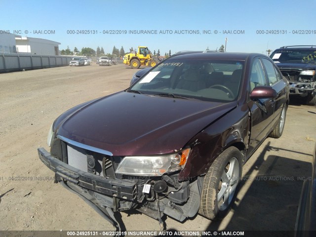 5NPEU46F46H014556 - 2006 HYUNDAI SONATA GLS/LX MAROON photo 2