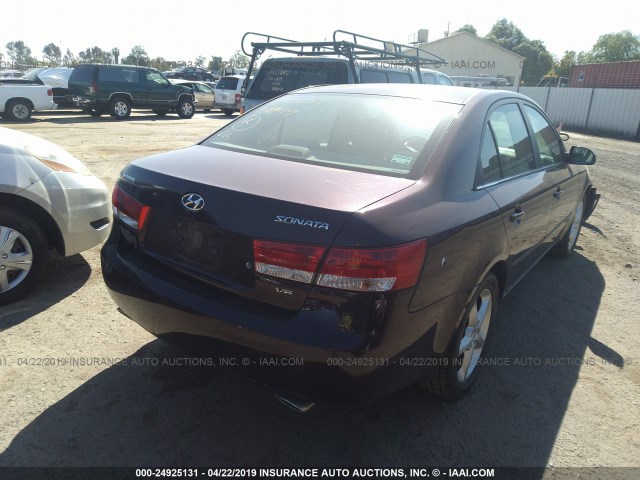 5NPEU46F46H014556 - 2006 HYUNDAI SONATA GLS/LX MAROON photo 4