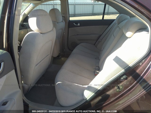 5NPEU46F46H014556 - 2006 HYUNDAI SONATA GLS/LX MAROON photo 8