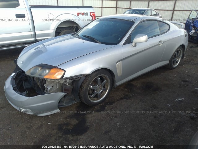 KMHHN65F14U137429 - 2004 HYUNDAI TIBURON GT SILVER photo 2