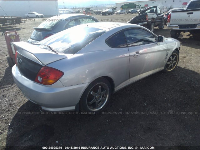 KMHHN65F14U137429 - 2004 HYUNDAI TIBURON GT SILVER photo 4