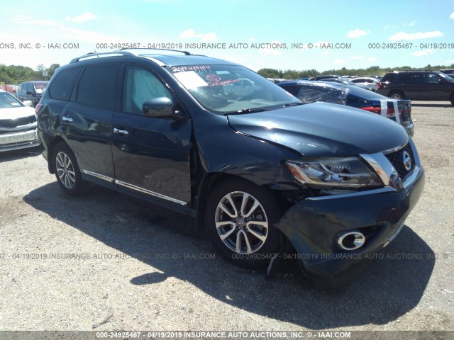 5N1AR2MN9EC693163 - 2014 NISSAN PATHFINDER S/SV/SL/PLATINUM Dark Blue photo 1