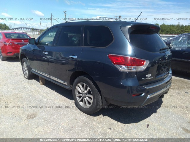 5N1AR2MN9EC693163 - 2014 NISSAN PATHFINDER S/SV/SL/PLATINUM Dark Blue photo 3