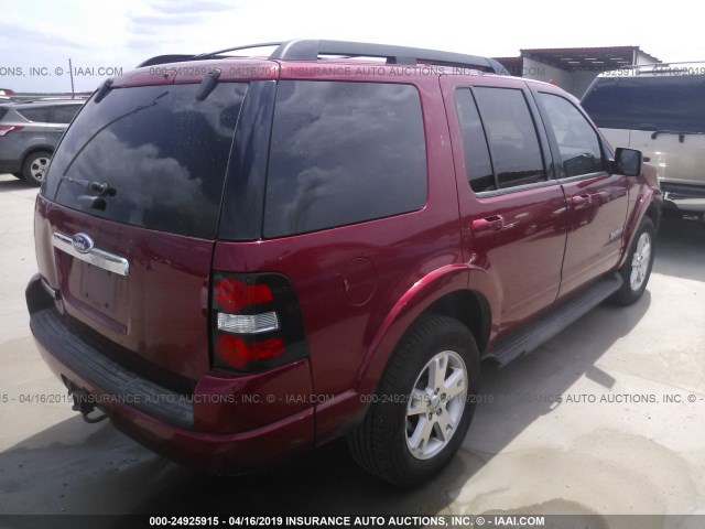 1FMEU63E08UA16199 - 2008 FORD EXPLORER XLT RED photo 4