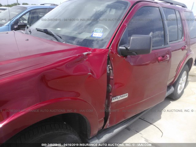 1FMEU63E08UA16199 - 2008 FORD EXPLORER XLT RED photo 6