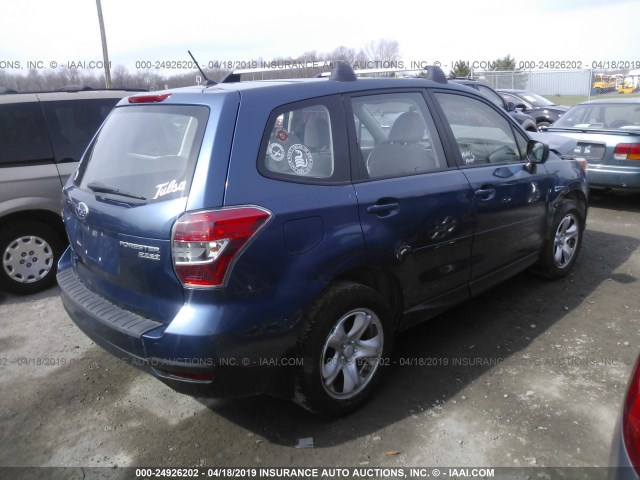 JF2SJAAC1EH468902 - 2014 SUBARU FORESTER 2.5I BLUE photo 4