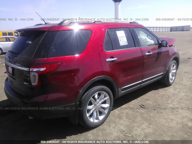 1FM5K8F86FGC12943 - 2015 FORD EXPLORER LIMITED RED photo 4