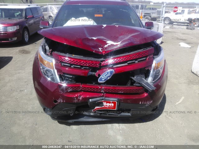 1FM5K8F86FGC12943 - 2015 FORD EXPLORER LIMITED RED photo 6