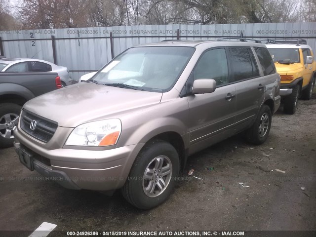 2HKYF18604H547861 - 2004 HONDA PILOT EXL GOLD photo 2