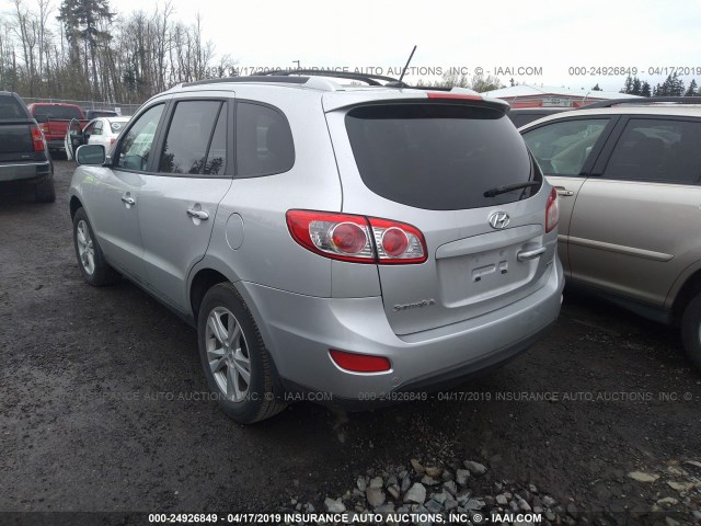 5XYZK4AG7CG156989 - 2012 HYUNDAI SANTA FE LIMITED SILVER photo 3