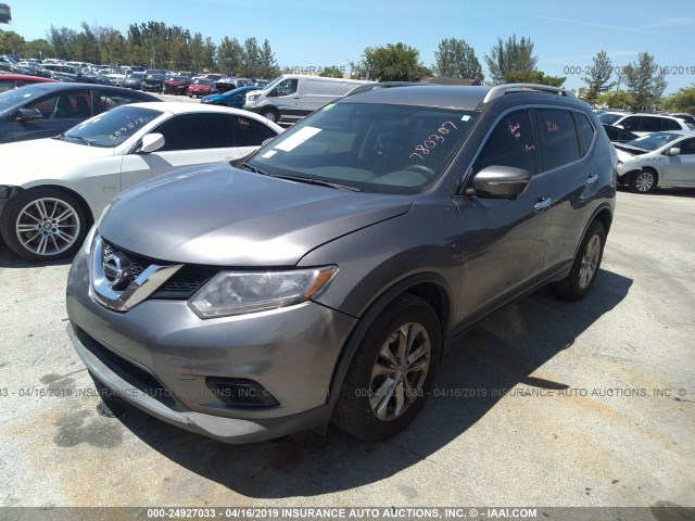 5N1AT2ML2FC780307 - 2015 NISSAN ROGUE S/SL/SV GRAY photo 2