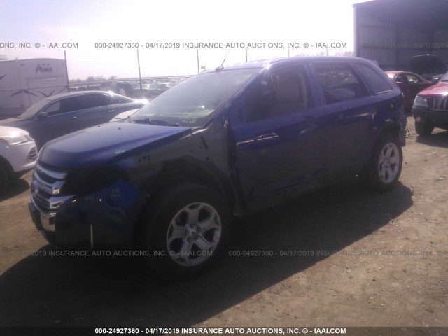 2FMDK4JC3DBA07181 - 2013 FORD EDGE SEL BLUE photo 2