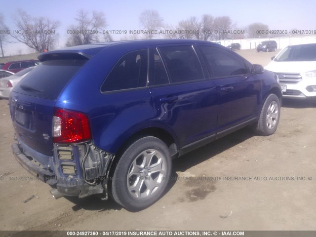 2FMDK4JC3DBA07181 - 2013 FORD EDGE SEL BLUE photo 4