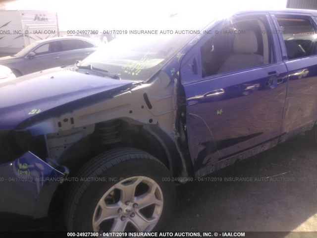 2FMDK4JC3DBA07181 - 2013 FORD EDGE SEL BLUE photo 6