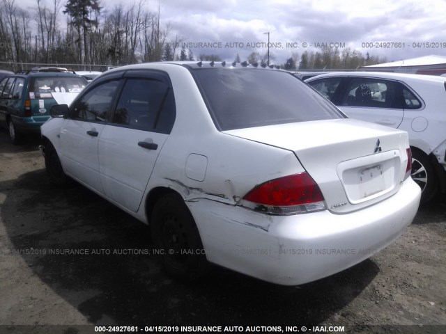 JA3AJ26E35U034903 - 2005 MITSUBISHI LANCER ES WHITE photo 3