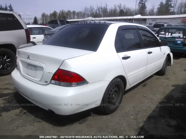 JA3AJ26E35U034903 - 2005 MITSUBISHI LANCER ES WHITE photo 4