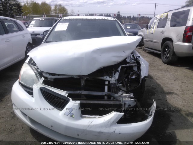 JA3AJ26E35U034903 - 2005 MITSUBISHI LANCER ES WHITE photo 6