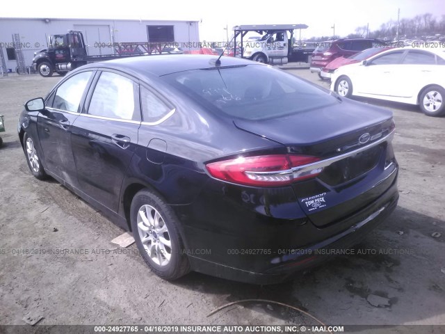 3FA6P0G72HR162139 - 2017 FORD FUSION S BLACK photo 3