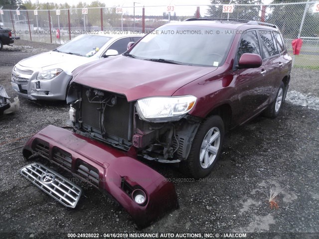 5TDJK3EH8AS037990 - 2010 TOYOTA HIGHLANDER SE RED photo 2