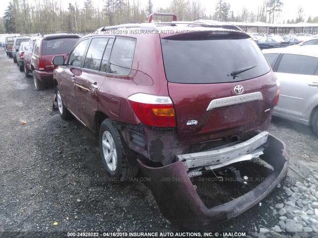 5TDJK3EH8AS037990 - 2010 TOYOTA HIGHLANDER SE RED photo 3