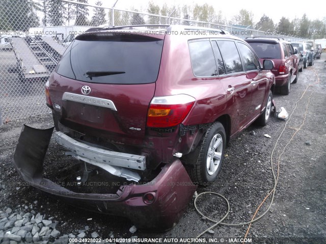 5TDJK3EH8AS037990 - 2010 TOYOTA HIGHLANDER SE RED photo 4