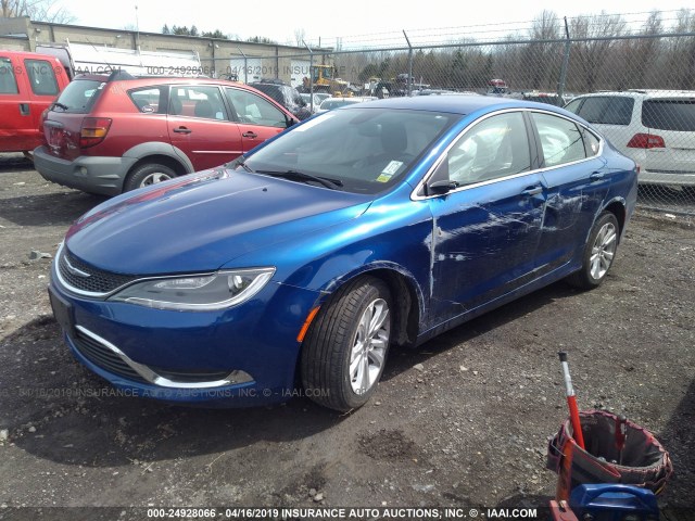 1C3CCCABXFN558430 - 2015 CHRYSLER 200 LIMITED BLUE photo 2