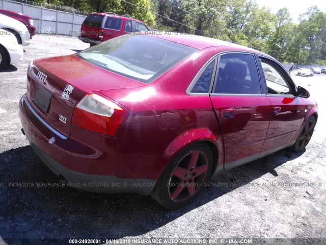 WAULC68E73A373524 - 2003 AUDI A4 1.8T QUATTRO RED photo 4