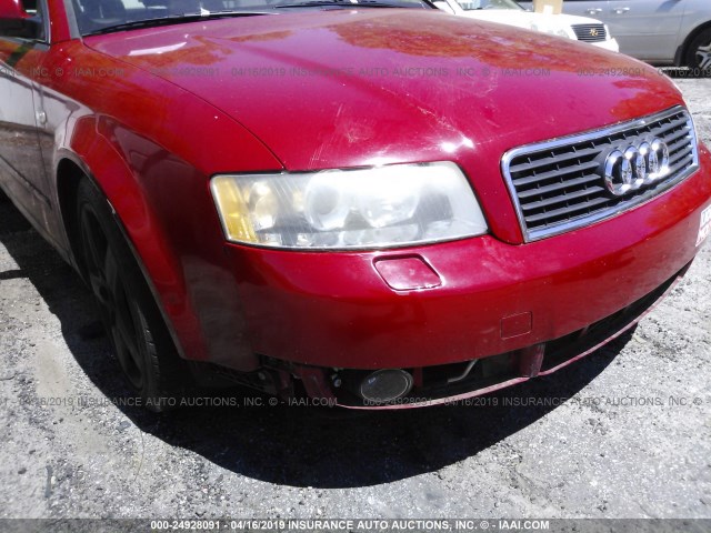 WAULC68E73A373524 - 2003 AUDI A4 1.8T QUATTRO RED photo 6