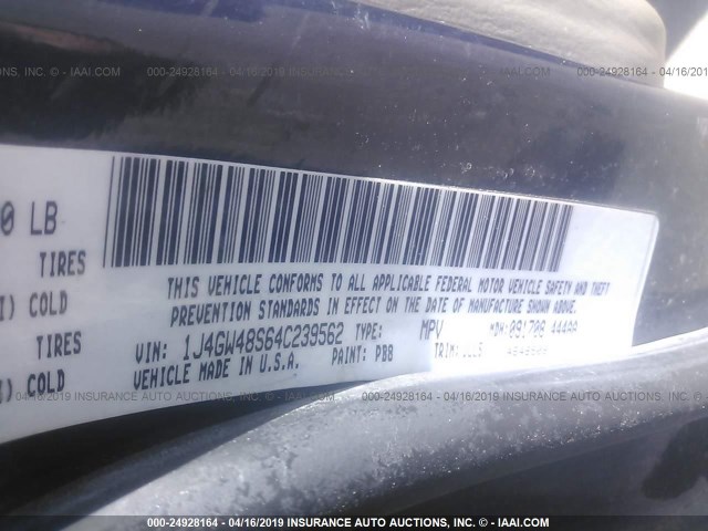 1J4GW48S64C239562 - 2004 JEEP GRAND CHEROKEE LAREDO/COLUMBIA/FREEDOM 蓝色 照片 9